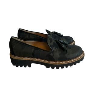 Jon Josef Jacquard Camo Tassel Lug Sole Women's Loafers Size 38.5 8.5 US Spain